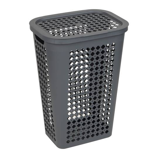 Mind Reader 50L Tapered Laundry Hamper with Swiss Cross Cut-Outs